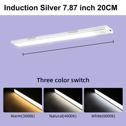 Motion Sensor Cabinet Lights Dimmable LED Night Light Wireless USB Rechargeable Led Tube Light for Wardrobe 3Colors Night Lamp