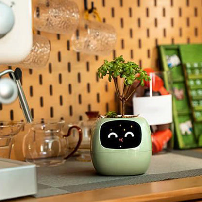 Autonomous Plant Care Robotic Flower Pot Smart Flower Pot Automatic Watering Feature Built-in Display Interface